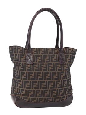 ✨🛍️ Fendi Zucca Monogram Canvas and Brown Leather Tote